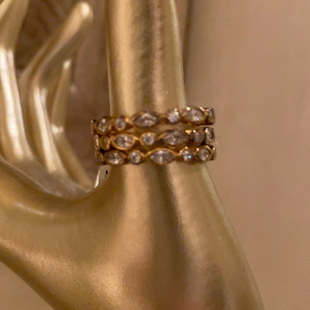 Rose tone CZ stacking ring.  Three rings
